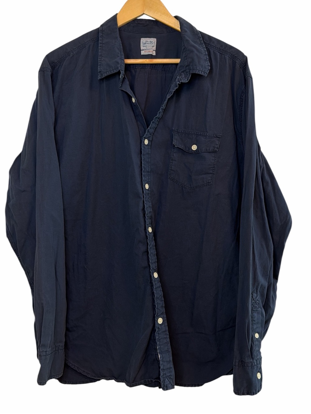 Lucky Brand Navy Button-Up Shirt XXL Lightweight Cotton Long Sleeve